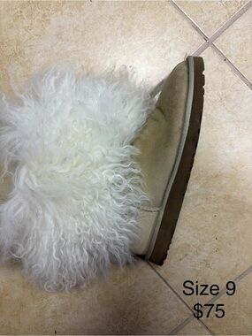 UGG Women's Shearling Cuff Winter Boot in Beige and White